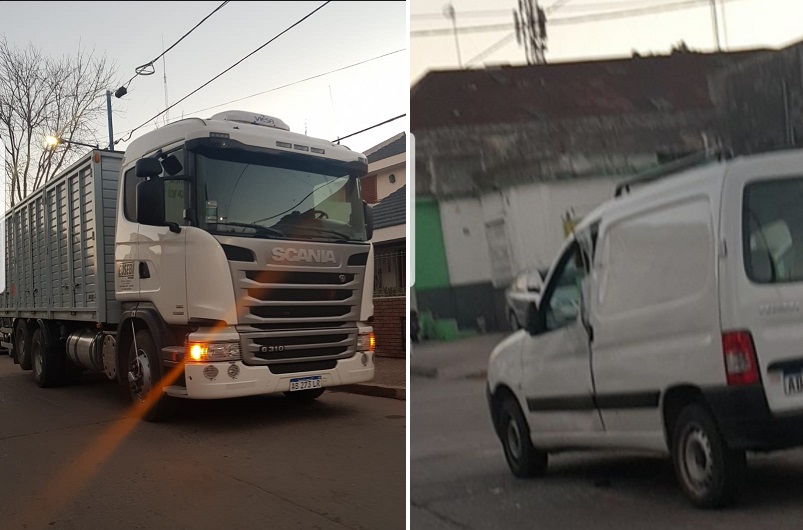 El hecho sucedió sobre las 18 horas de este lunes 15 de julio, cuando un camión que circulaba por calle Kennedy embistió en su lateral izquierdo a un utilitario que se encontraba estacionado a pocos metros del cruce con Presidente Perón.