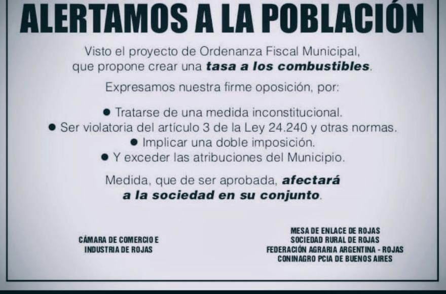 La Mesa de Enlace inició campaña para que la ciudadanía la apoye.