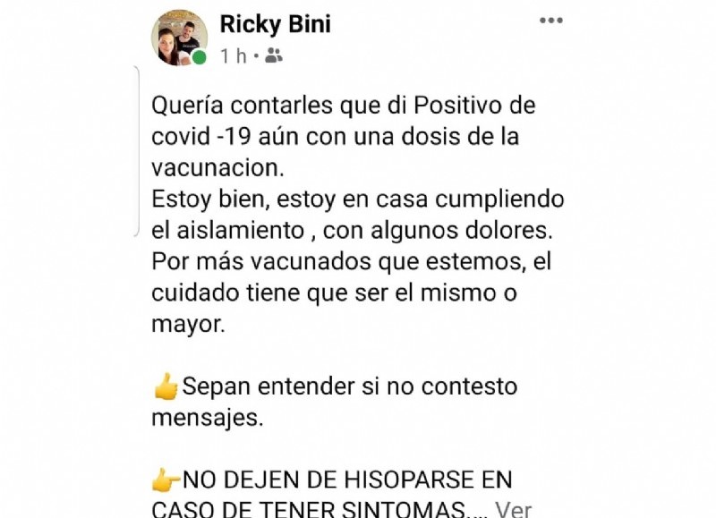 El posteo del dirigente.