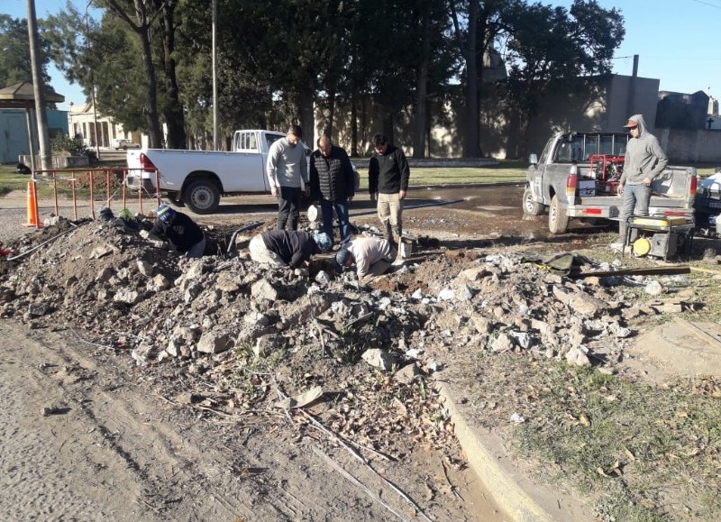 Cuadrilla en plena labor.