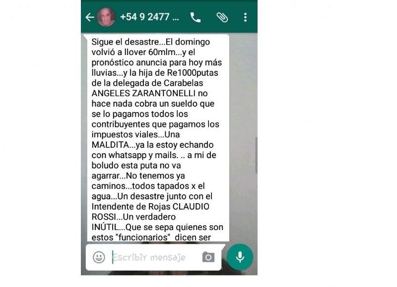 La cadena de Whatsapp que está circulando.