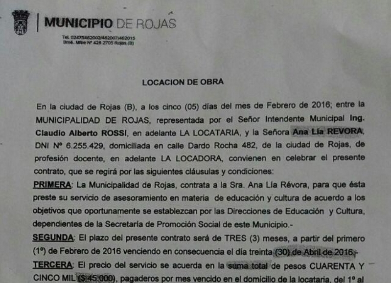 El polémico contrato al que accedió Rojas Ciudad en exclusiva.