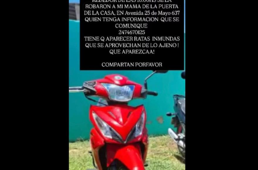 Roban otra moto: esta vez, en plena Avenida 25 de Mayo