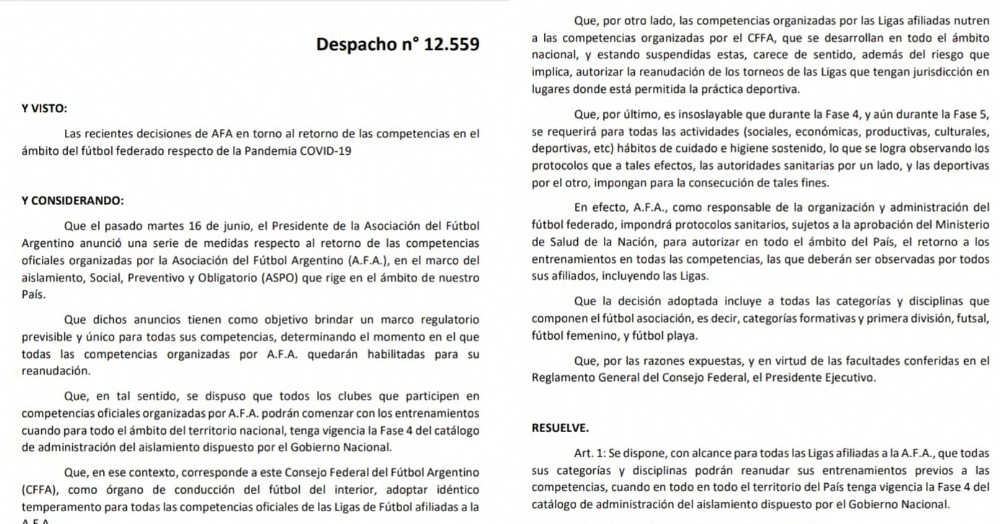 Comunicado del Consejo Federal.