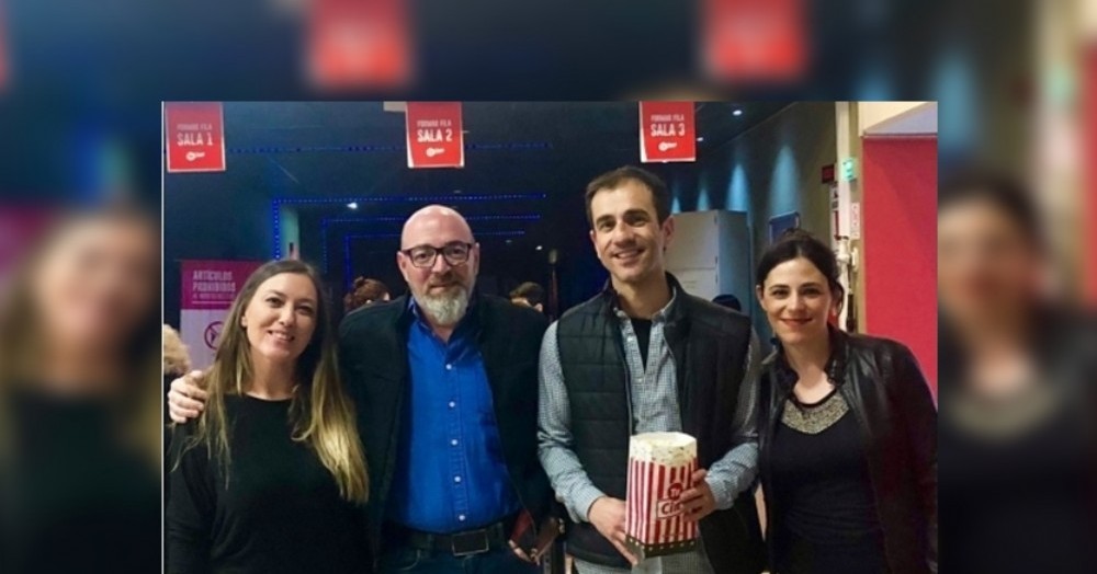 "Condorito" Dimarco junto a Pablo Petrecca, y ambas esposas.