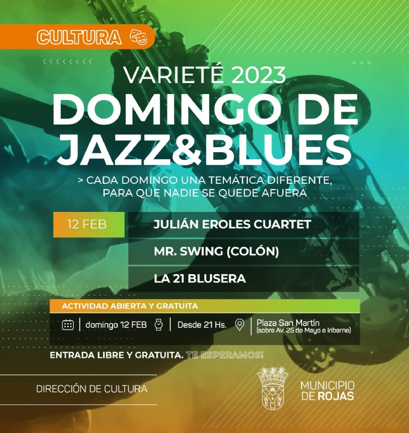 El inicio está previsto para las 21 horas y se denominará domingo de Jazz y Blues, con la presencia de Julián Eroles Cuartet, Mr Swing de Colón y La 21 Blusera.