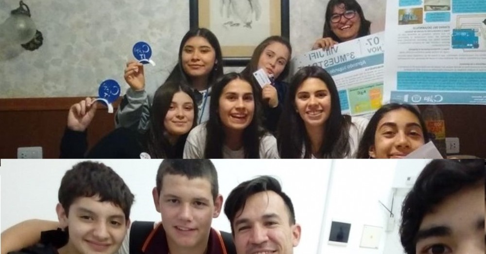 Las chicas de la Secundaria N° 2 de Carabales y los chicos de la Técnica.