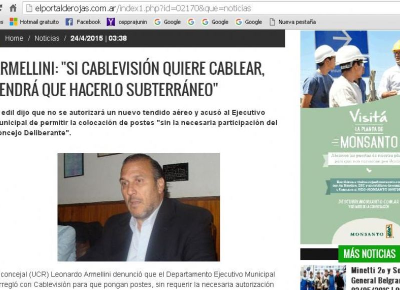 El edil dijo que no se autorizará un nuevo tendido aéreo y acusó al Ejecutivo Municipal de permitir la colocación de postes "sin la necesaria participación del Concejo Deliberante".