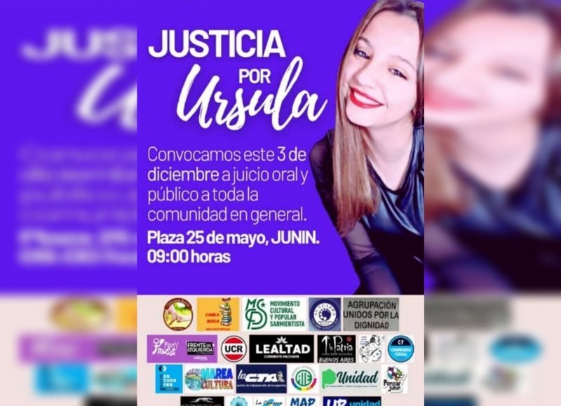 Varias entidades y partidos políticos comenzaron la convocatoria al juicio oral al que debe comparecer el ex policía y femicidaMatías Ezequiel Martínez, quien está acusado de asesinar a su ex novia, Úrsula Bahillo.