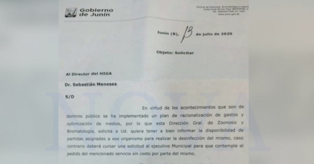 El escrito presentado por Julio Ferrero. (Foto: NOVA)