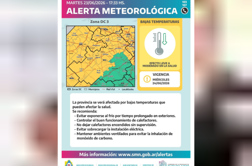 Rige alerta amarilla por bajas temperaturas