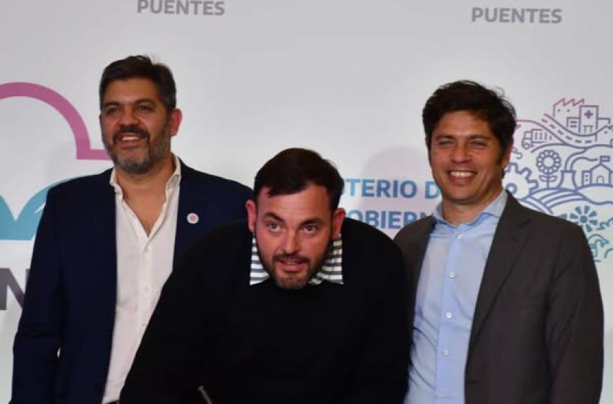 Carlos Bianco, Román Bouvier y Axel Kicillof.