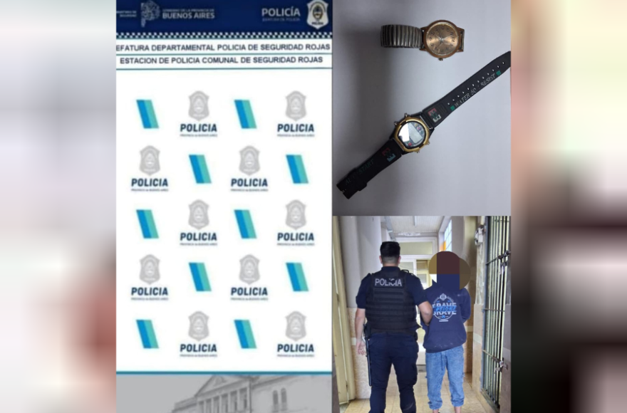 Los uniformados secuestraron en poder del delincuente dos relojes pulsera reconocidos por la víctima.