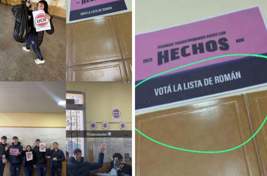 Imágenes de la actividad política en la escuela.