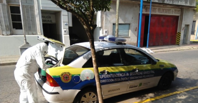 Jornada de capacitación y desinfección de móviles y dependencias policiales en Rojas