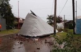 Consecuencias de la tormenta: Voladura de chapas, tapial derrumbado y caída de ramas