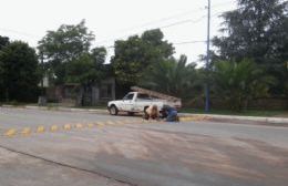 Reparan uno de los reductores de velocidad en la Avenida Tres de Febrero