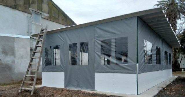 Consolidan obras en el patio del Hospital para enfrentar posibles casos positivos de coronavirus