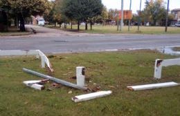 Cayó un poste frente a la Pista de la Salud