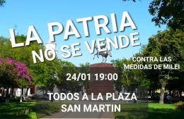 Convocan al paro del 24 a la plaza San Martín