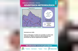 Rige una advertencia por niebla