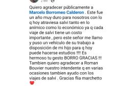 La familia Marchetto agradece públicamente la ayuda recibida para con su hijo