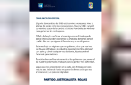 El Peronismo rojense apoya a Cristina